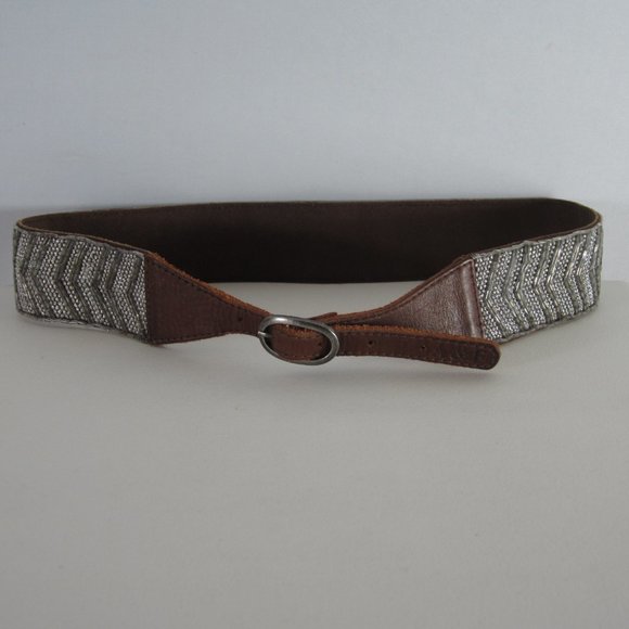 Abercrombie & Fitch Womens X-Small / Small Brown Beaded Bohemian Belt - Picture 1 of 10